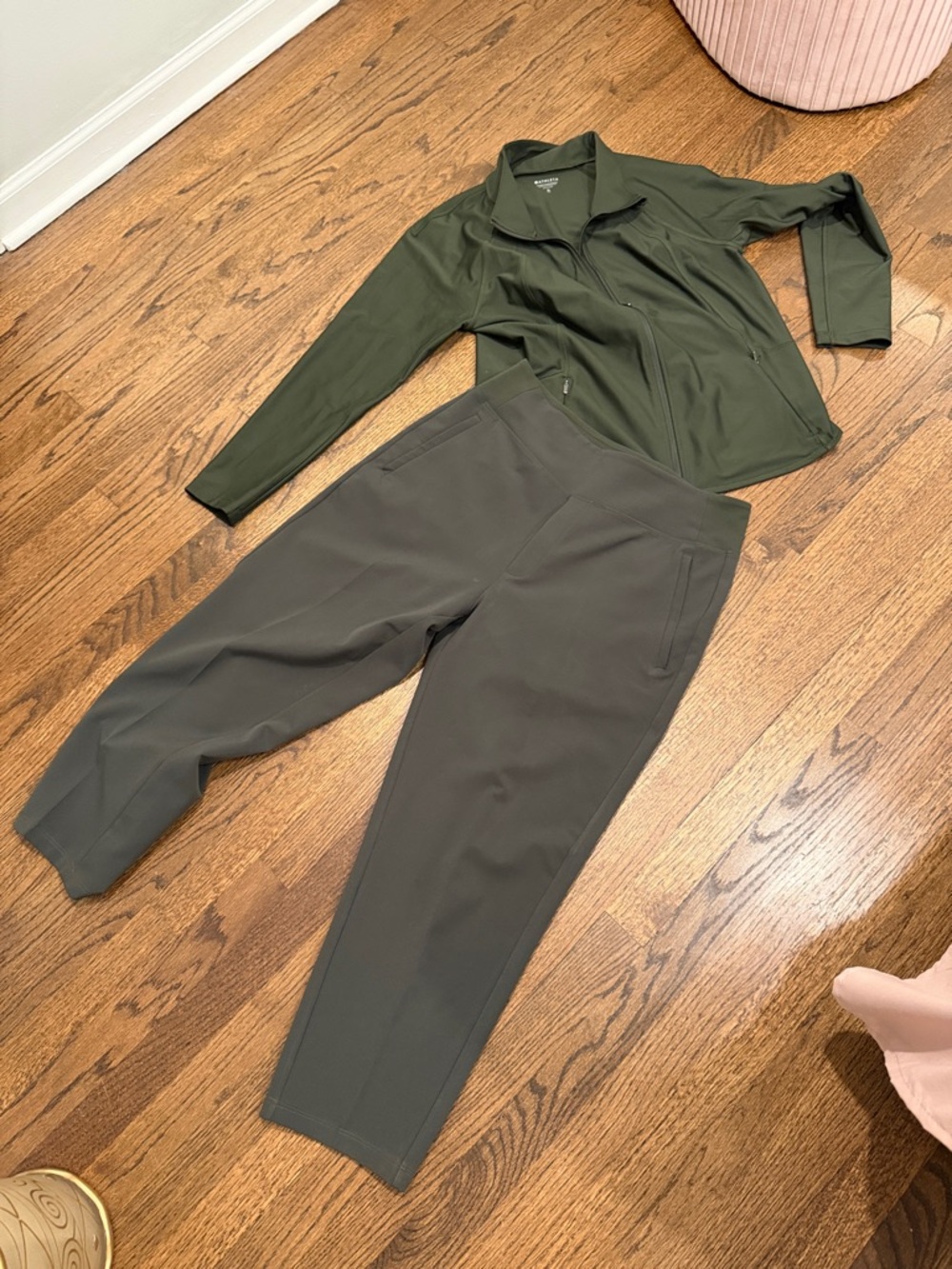 Athleta Olive Green Cropped Pants and jacket